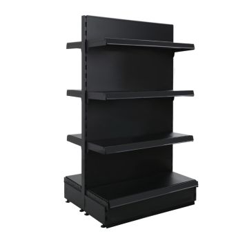 Black Retail Gondola Shelving 665mm Wide - Starter Unit - 1400mm High 370mm Base Shelf